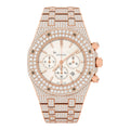 Aurelix Prestige Collection – Rose Gold Fully Iced Moissanite Chronograph Watch