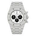Aurelix Prestige Collection – Silver Fully Iced Moissanite Chronograph Watch