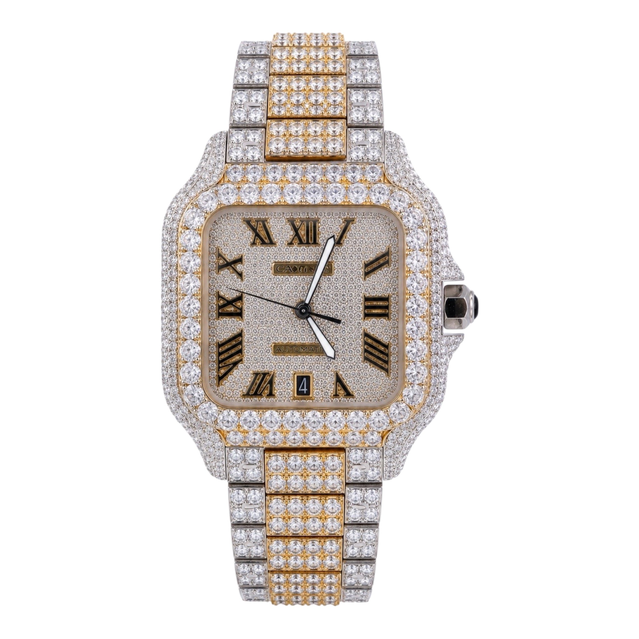 CTR Fully Iced Moissanite Watch – Two-Tone Gold & Silver #24