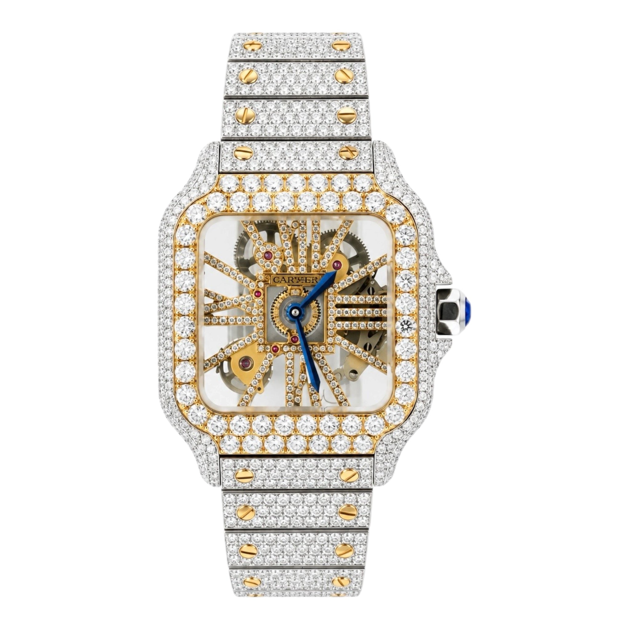 CTR Skeleton Fully Iced Moissanite Watch – Silver & Gold #10