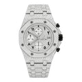 Aurelix Prestige Silver Arabic Chronograph Moissanite Watch