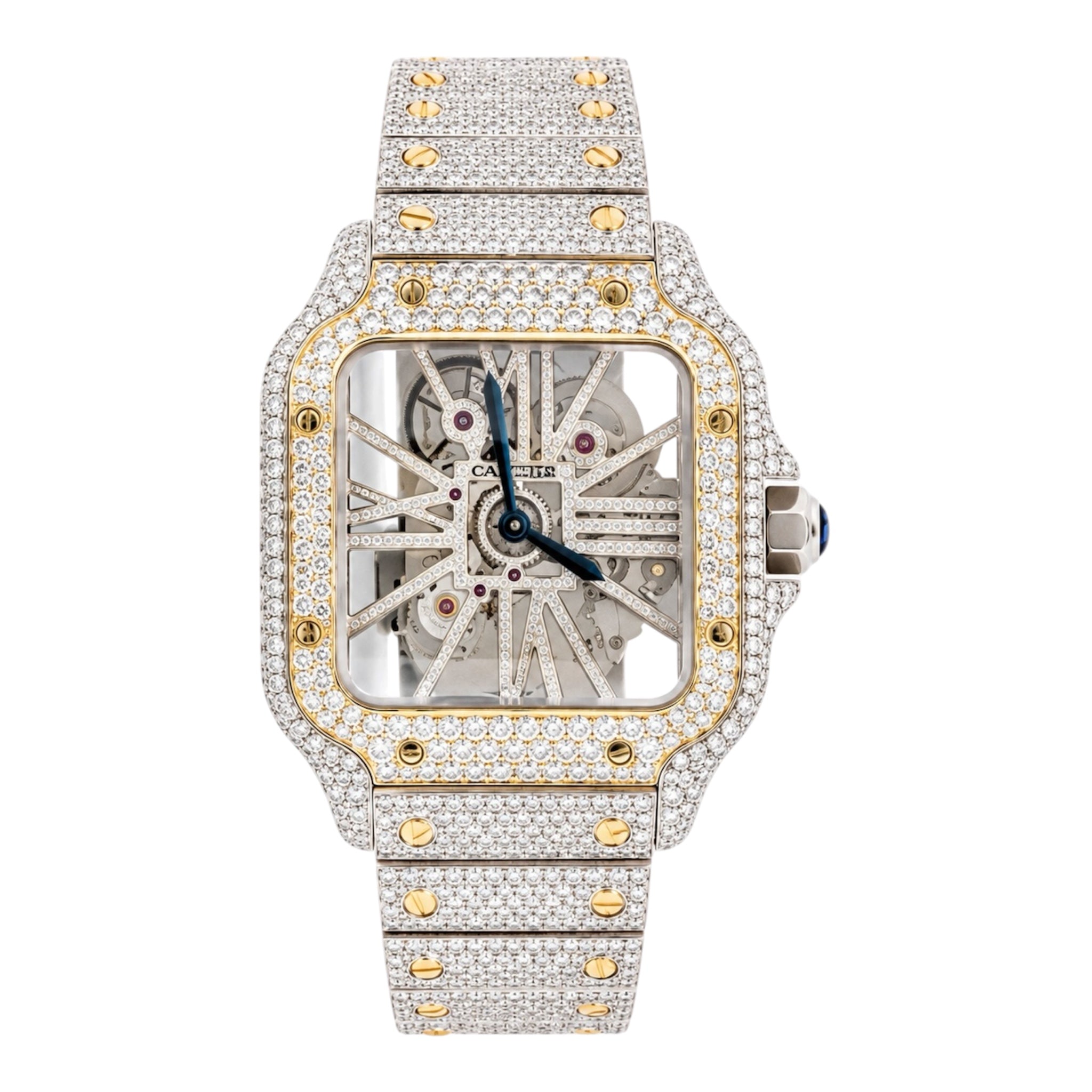 CTR Skeleton Fully Iced Moissanite Watch – Silver & Gold #13