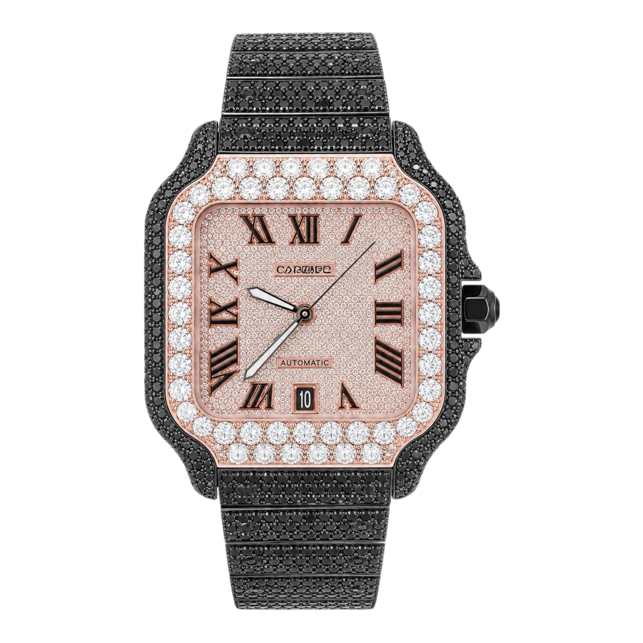 CTR Fully Iced Moissanite Watch – Black & Rose Gold #26