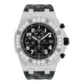 Aurelix Prestige Collection – Silver & Black Iced Moissanite Watch with Camo Strap