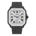 CTR Fully Iced Moissanite Watch – Black & Silver #27