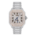 CTR Fully Iced Moissanite Watch – Silver & Rose Gold Roman Dial #20