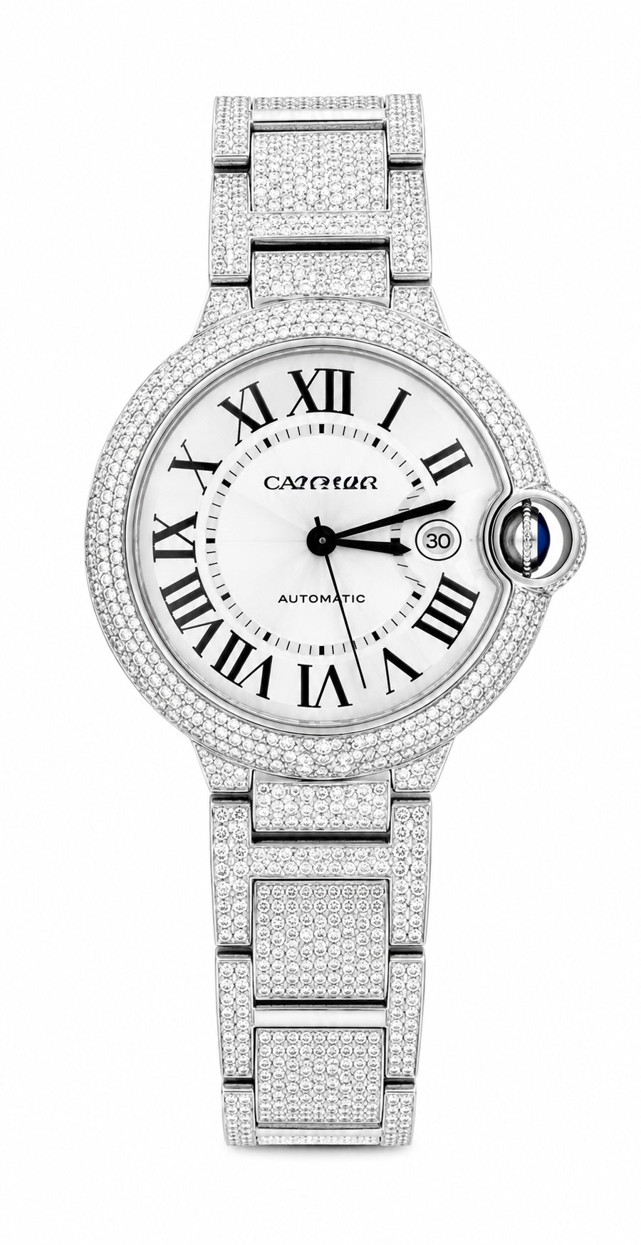 CTR Round Fully Iced Moissanite Watch – Silver #5