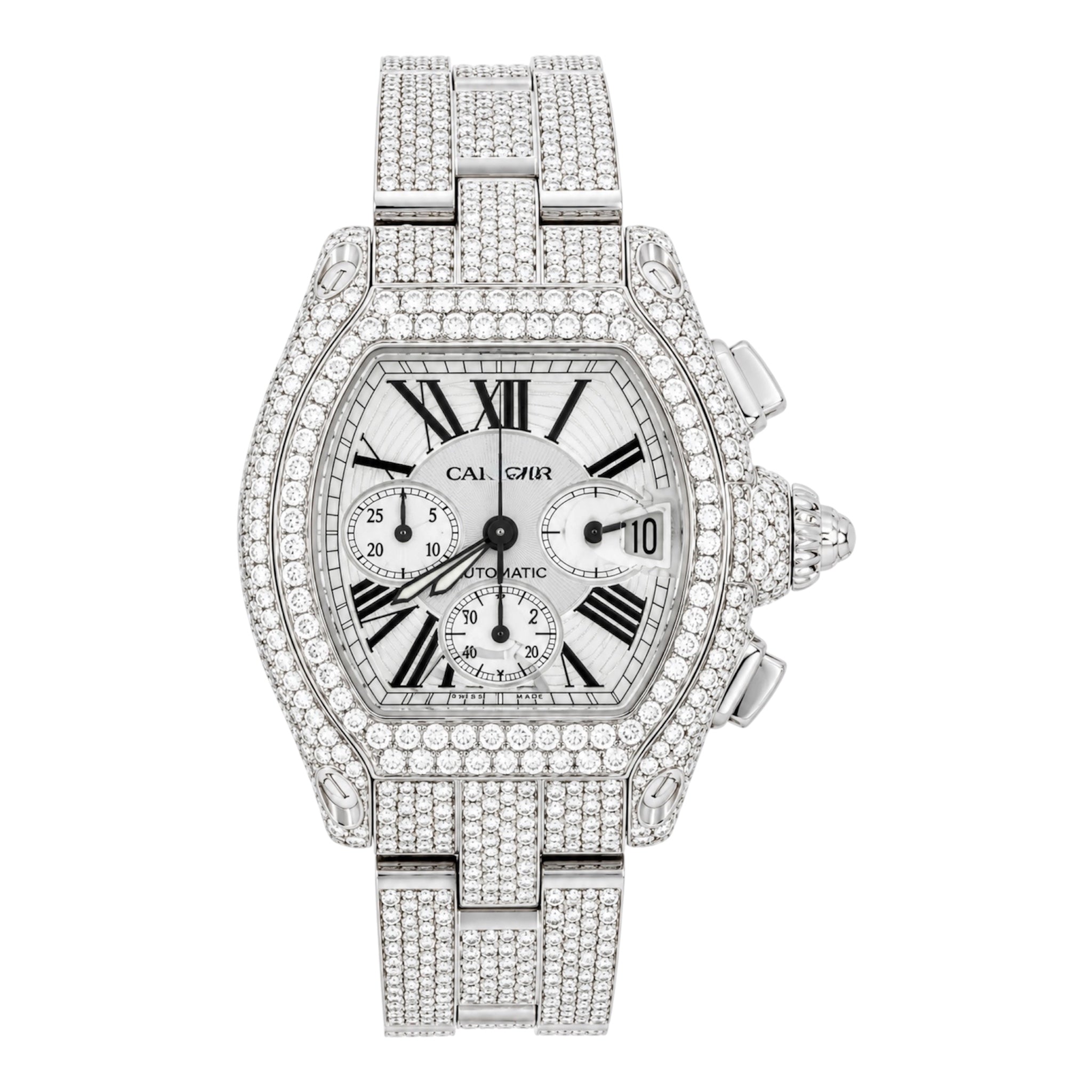CTR Fully Iced Moissanite Chronograph – Silver #1