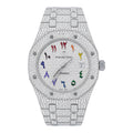 Aurelix Prestige Rainbow Arabic Dial Iced Moissanite Watch