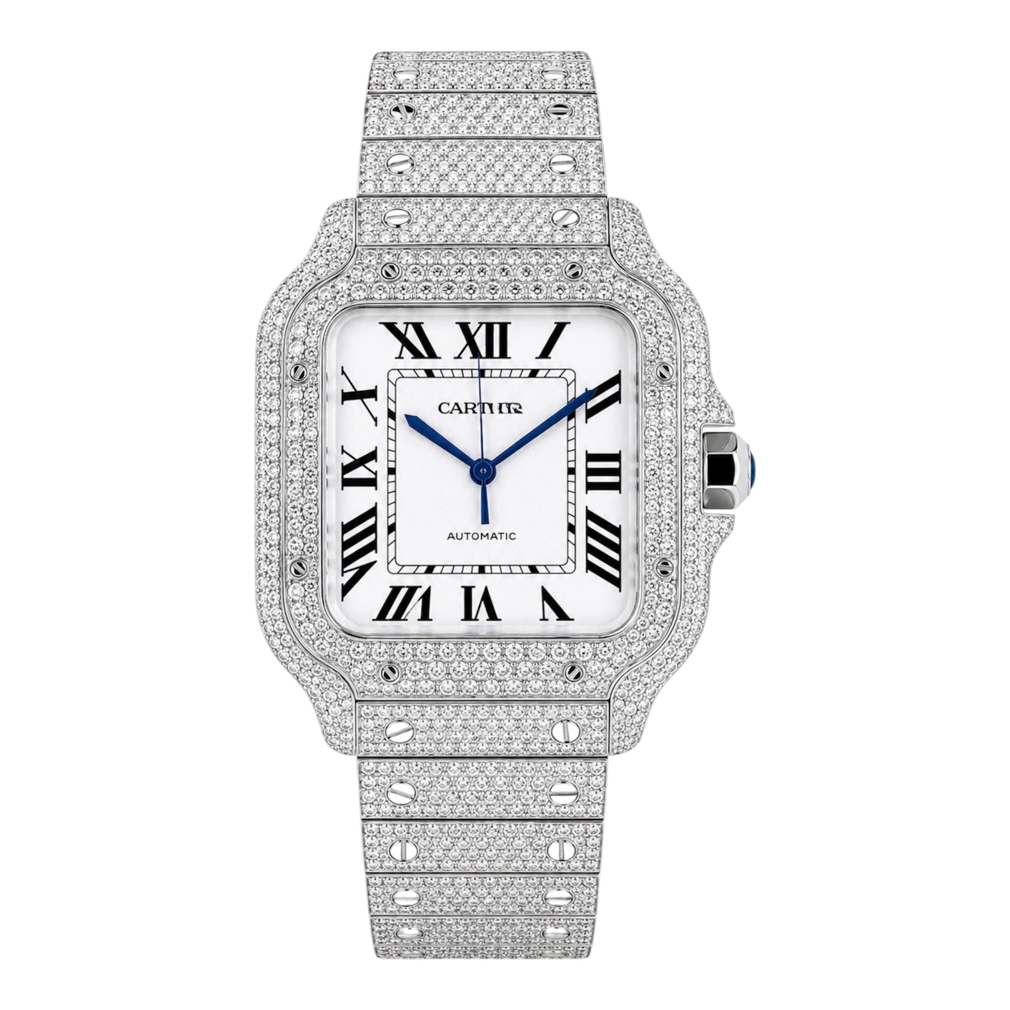 CTR Fully Iced Moissanite Watch – Silver & White #2
