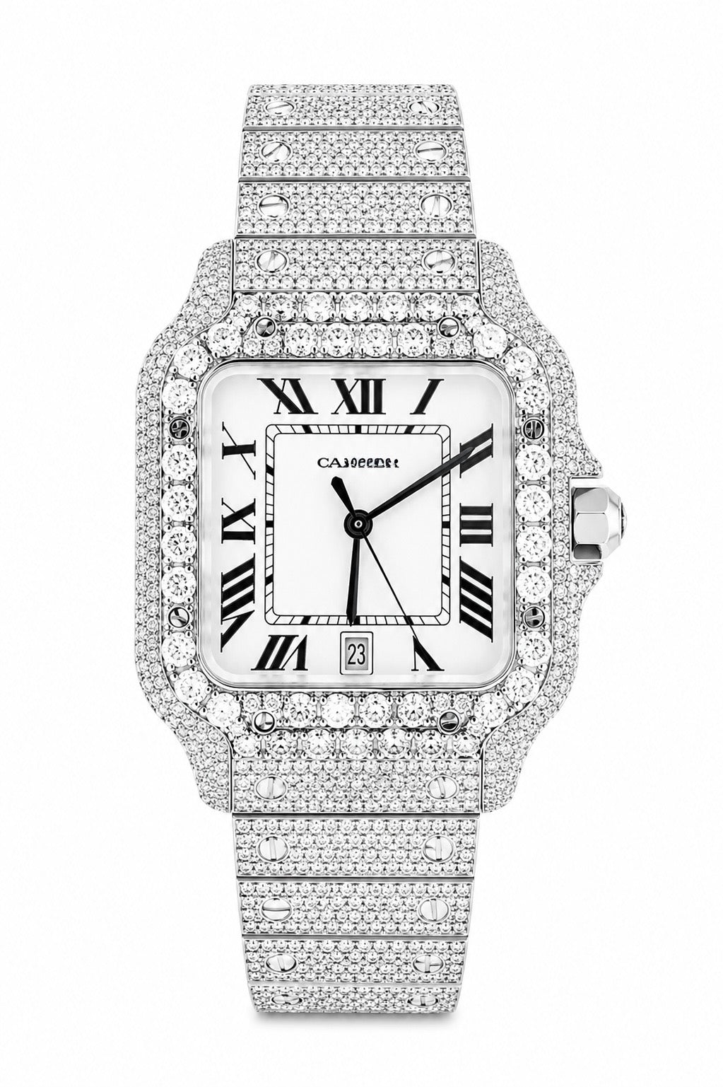 CTR Fully Iced Moissanite Watch – Classic Silver #4